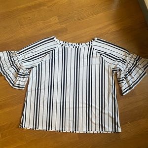 Black and white stripe blouse size XL